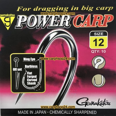 Afbeelding van Gamakatsu Power Carp Hooks #12 Eyed Barbless (10 stuks) Karperhaken