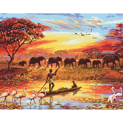 Afbeelding van Dierenwereld in Afrika Schilderen op nummer Zonder frame / 40x50cm