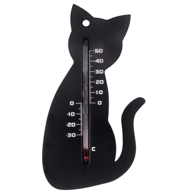 Afbeelding van Nature Wandthermometer kat zwart