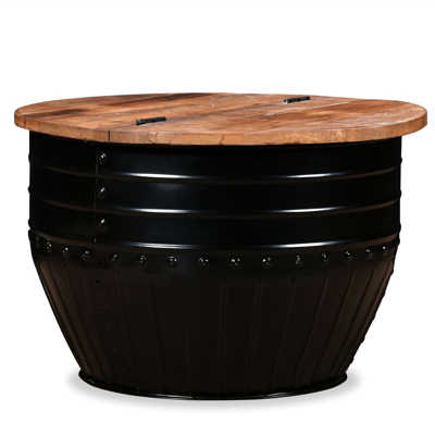 Afbeelding van Salontafel tonvormig massief gerecycled hout zwart