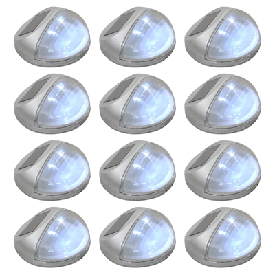 Afbeelding van LED wandlampen solar rond zilver 12 st