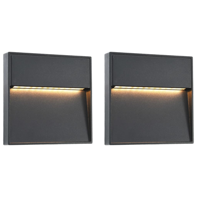Afbeelding van LED buitenwandlampen 2 st 3 W vierkant zwart
