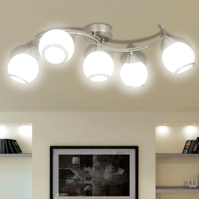 Afbeelding van Plafondlamp met glazen kappen + golvende rail