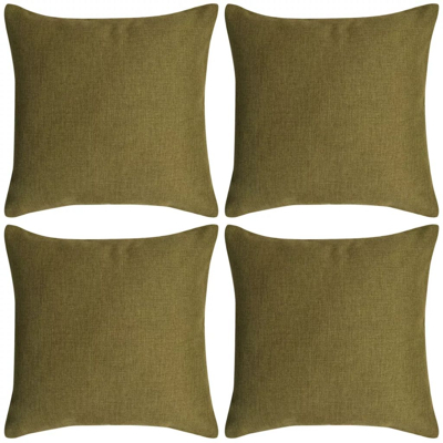 Afbeelding van Kussenhoezen 4 stuks linnen look groen 50x50 cm