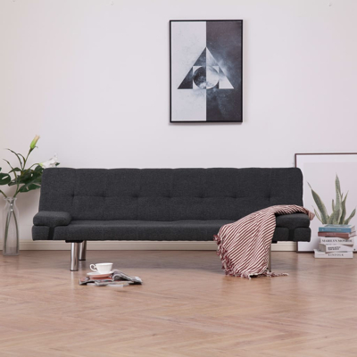 Afbeelding van Slaapbank met twee kussens polyester donkergrijs