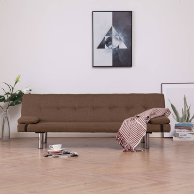 Afbeelding van Slaapbank met twee kussens polyester bruin