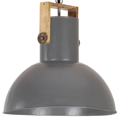 Afbeelding van Hanglamp industrieel rond 25 W E27 52 cm mangohout grijs