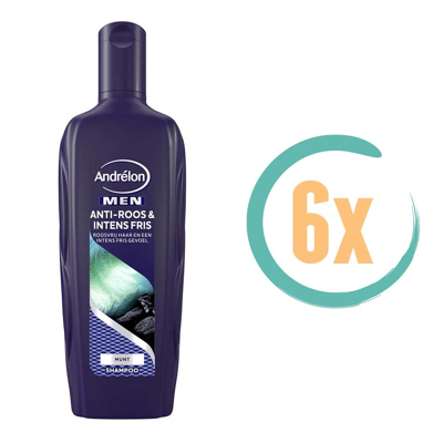 Afbeelding van 6x Andrelon Men Shampoo Anti Roos &amp; Intens Fris 300ml