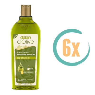 Afbeelding van 6 pack Dalan d&#039;Olive douchegel voedend verzorging met olijfolie 400ml