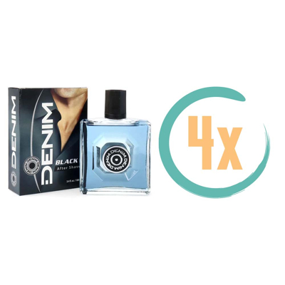 Afbeelding van 4x Denim Aftershave Men Black met mysterieuze geur 100 ml