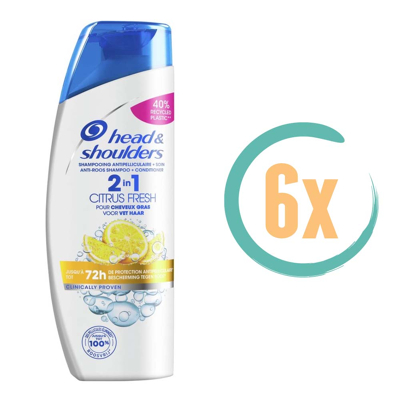 Afbeelding van 6x Head &amp; Shoulders 2in1 Anti Roos Shampoo+ Conditioner Citrus Fresh 270ml