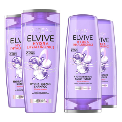 Afbeelding van L&#039;Oréal Elvive Hydra Hyaluronic Hydraterend Shampoo 2x 250 ml &amp; Conditioner 200 Pakket