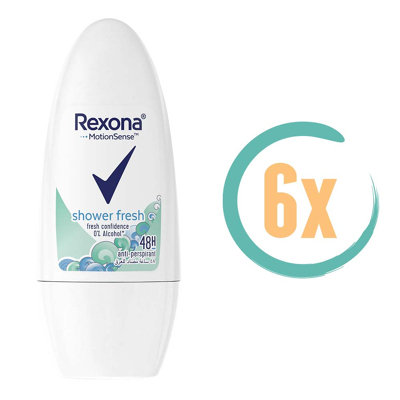 Afbeelding van 6 pack REXONA Women Deodorant &quot;Shower Fresh&quot; Roll on 50ml (blauw)