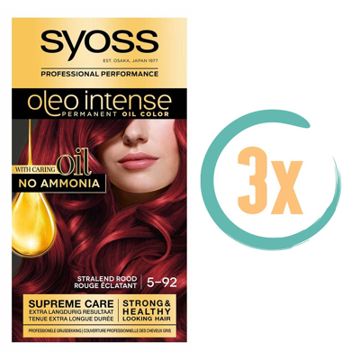 Afbeelding van 3x Syoss Color Oleo 5 92 Stralend Rood Haarverf