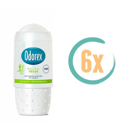 Afbeelding van 6x Odorex Natural Fresh Deoroller 50ml kopen? Nu in de aanbieding bij Voordelig