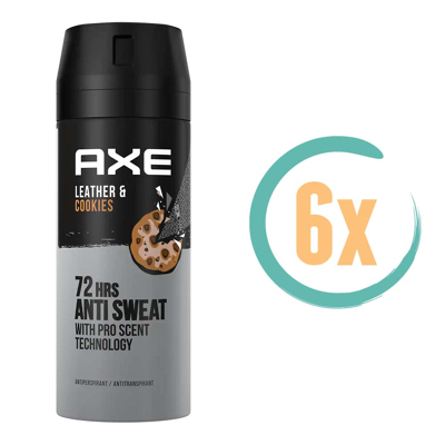 Afbeelding van 6x AXE Deodorant/Bodyspray Men &quot;Collision Leather &amp; Cookies DRY&quot; 150ml