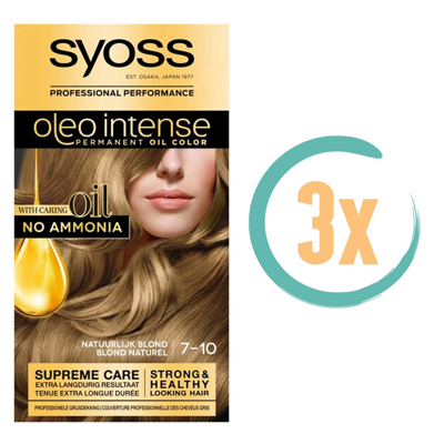 Afbeelding van 3x Syoss Color Oleo Intense 7 10 Natuurlijk Blond Haarverf