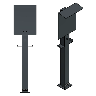 Abbildung von Ladesäule passend für OpenWB Series 2 Duo / Standard Wallbox mit Dach und Kabelhaltern Ständer Standfuß Stele