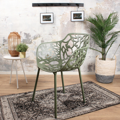 Afbeelding van DS4U Cast magnolia stoel met arm avocado Aluminium