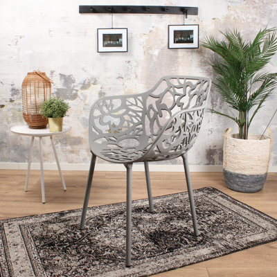 Afbeelding van DS4U Cast magnolia stoel met arm lichtgrijs Aluminium