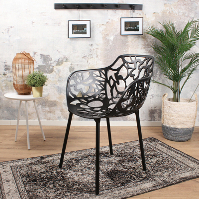 Afbeelding van DS4U Cast magnolia stoel met arm zwart Aluminium