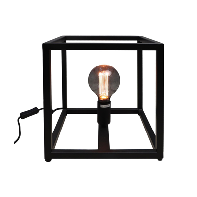 Afbeelding van Tafellamp Fremont vierkant frame 26x26x26 Gepoedercoat zwart Metaal