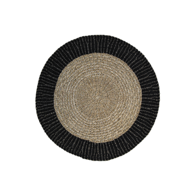 Afbeelding van Vloerkleed Malibu ø150 cm raffia/zeegras naturel/zwart