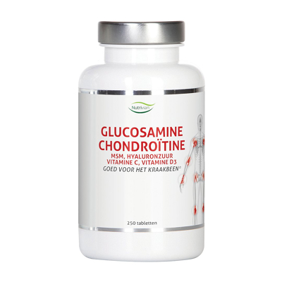Afbeelding van Nutrivian Glucosamine Chondroitine Msm Hyaluron Vit D3/c, 250 tabletten