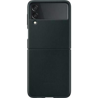 Afbeelding van Samsung Galaxy Z Flip 3 Hoesje Echt leder Hardcase/Backcover Groen Telefoonhoesje