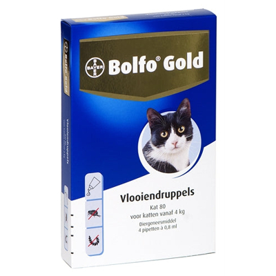 Afbeelding van Bolfo Gold Kat Vlooiendruppels 80 4 PIPET VOOR KATTEN VANAF KG (52830)