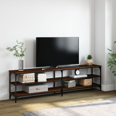 Afbeelding van Tv meubel 180x30x50 cm bewerkt hout metaal bruin eikenkleur