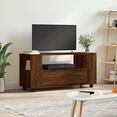 Afbeelding van Tv meubel 102x34,5x43 cm bewerkt hout bruin eikenkleur
