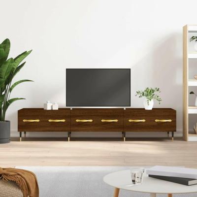 Afbeelding van Tv meubel 150x36x30 cm bewerkt hout bruin eikenkleur