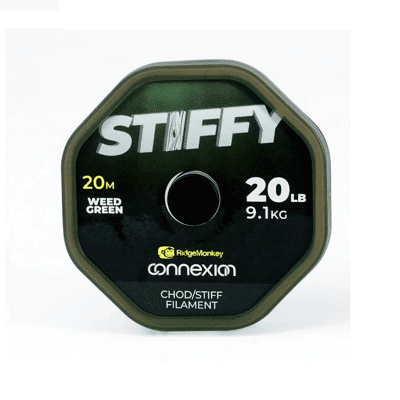 Imagen de RidgeMonkey Connexion Stiffy Chod/Stiff Filament 25lb/11,3kg Weed Green 20m Material para bajos de línea carpfishing