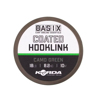 Imagen de Korda Basix Coated Hooklink 25lb/11,3kg (10m) Material para bajos de línea carpfishing