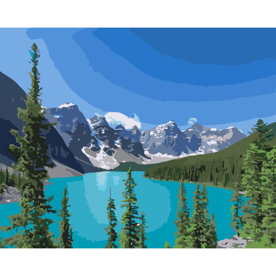 Abbildung von Malen nach Zahlen Rocky Mountains Kanada, ohne Rahmen