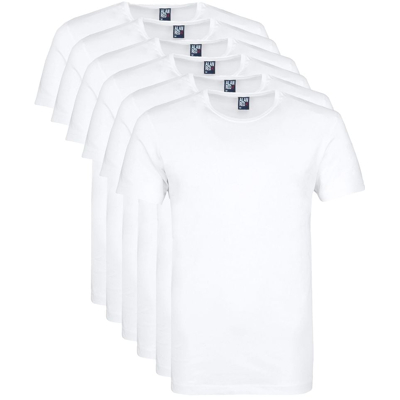 Afbeelding van Alan Red Aanbieding Derby O Hals T Shirts Wit (6Pack) maat XXL Basic Shirt met Regular fit Pasvorm Katoen sale Heren