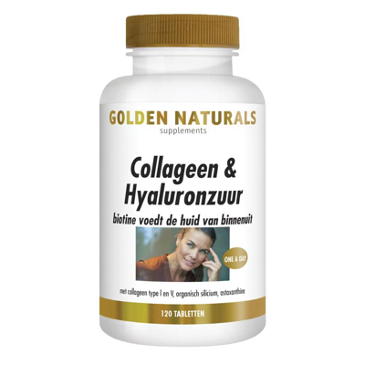 Afbeelding van Golden Naturals Collageen &amp; Hyaluronzuur Tabletten 120TB