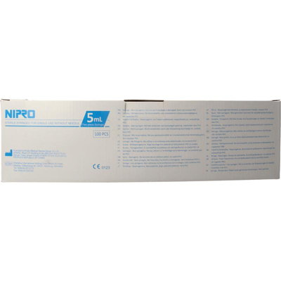 Afbeelding van Nipro Injectiespuit 2 delig 5ml luer slip excentrisch 100 stuks
