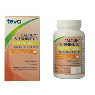 Afbeelding van Teva Calcium/vitamine D 500mg/400ie 90kt