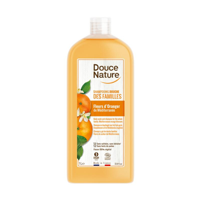 Afbeelding van Douce Nature Douchegel &amp; Shampoo Familie Oranjebloesem Bio, 1000 ml