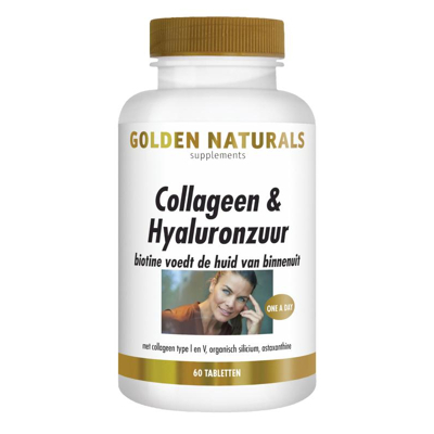 Afbeelding van Golden Naturals Collageen &amp; Hyaluronzuur Tabletten 60TB