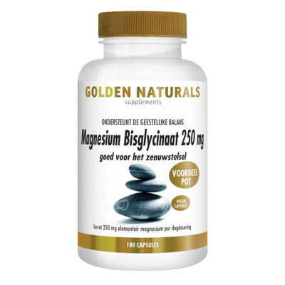 Afbeelding van Golden Naturals Magnesium Bisglycinaat 250mg 180vc