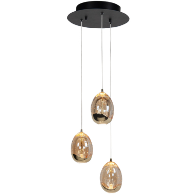 Afbeelding van Highlight Hanglamp Golden Egg 3 Lichts Zwart/Goud Goud 155,00cm x 30,00cm