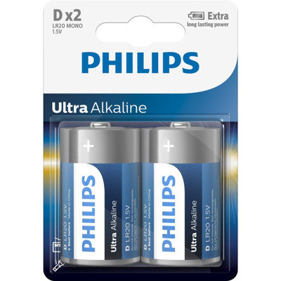 Afbeelding van Philips Ultra Alkaline Batterijen D 2 stuks in Blister
