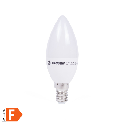 Afbeelding van Benson Dimbare LED Lamp 5 Watt Warmwit 3000K E14 Kaars 230 Volt