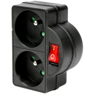 Afbeelding van Benson Stopcontact Duo A Pin Schakelaar 250V Zwart