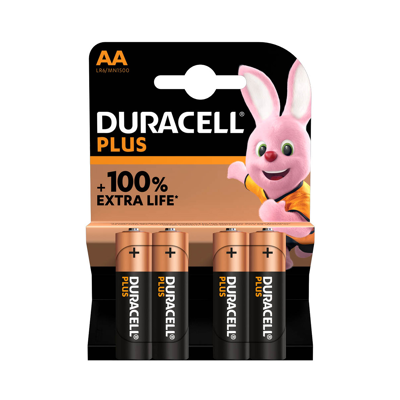 Afbeelding van Batterij Duracell plus Alkaline 4x AA