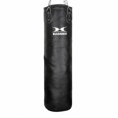 Afbeelding van Hammer Boxing Bokszak Premium Leder 150x35 cm Zwart Leer