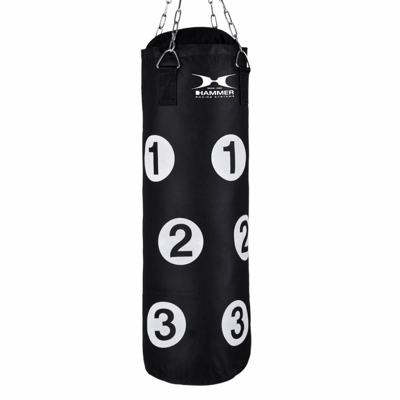 Afbeelding van Hammer Boxing Punching bag Sparring met nummers, black, 80x30 cm Zwart Nylon